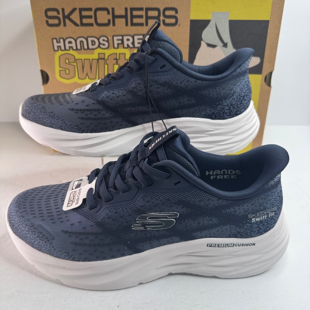 Skechers Hands Free Slip-ins Swift Fit Mens Navy Sneaker 66750S Size 8 - Picture 2 of 9
